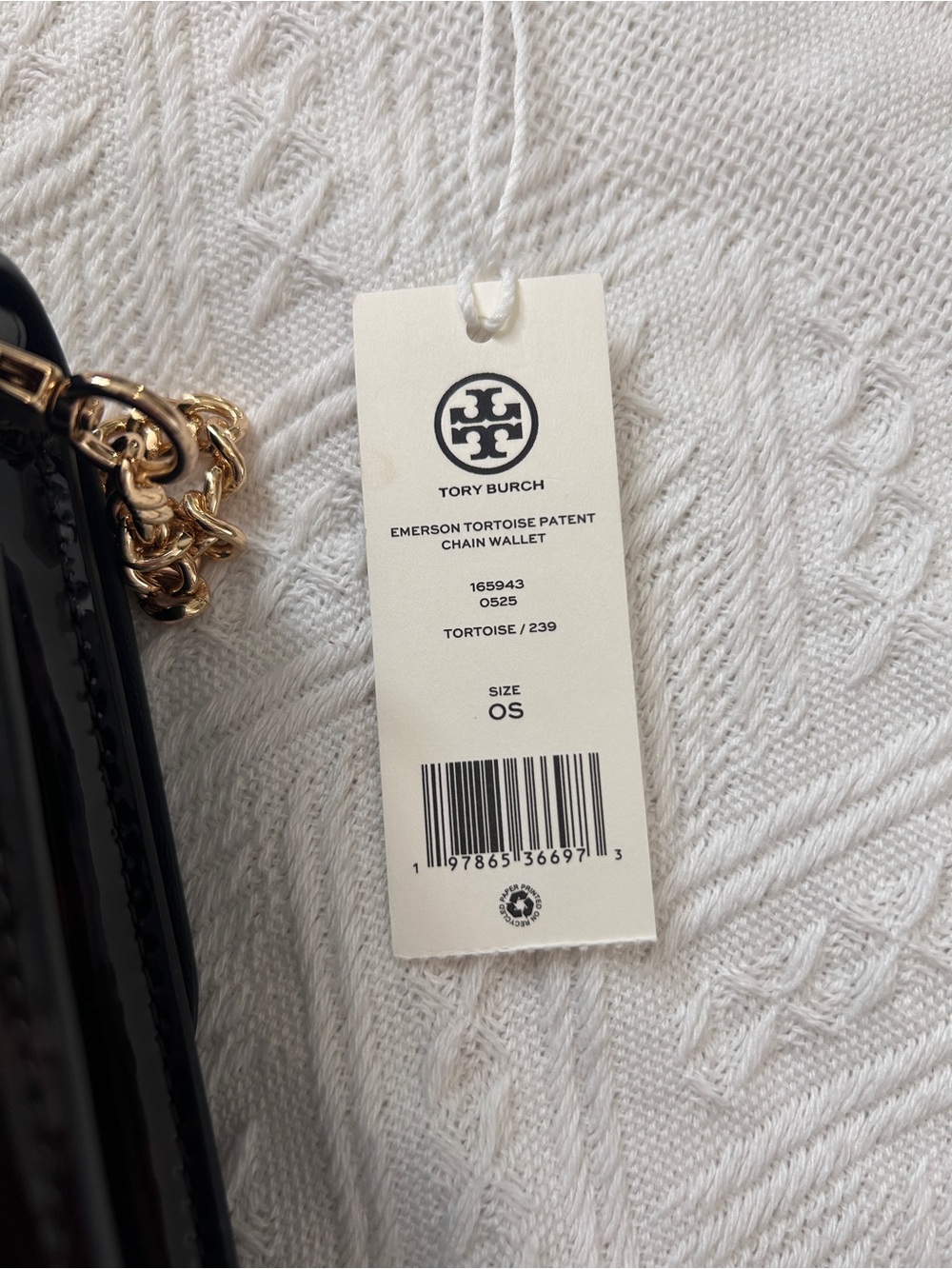 NWT🌞Tory Burch Emerson Tortoise Patent Wallet on Chain 165943 Crossbody Bag Gift - Picture 6 of 6